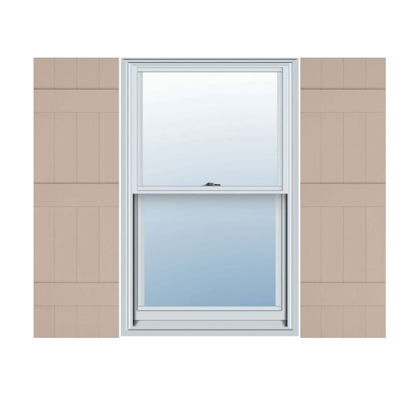 Ekena Millwork 14-in. W x 59-in. H Mid-America Vinyl, Standard Size Four Board Joined Shutters, 023 - Wicker, PR 00031459023 - main